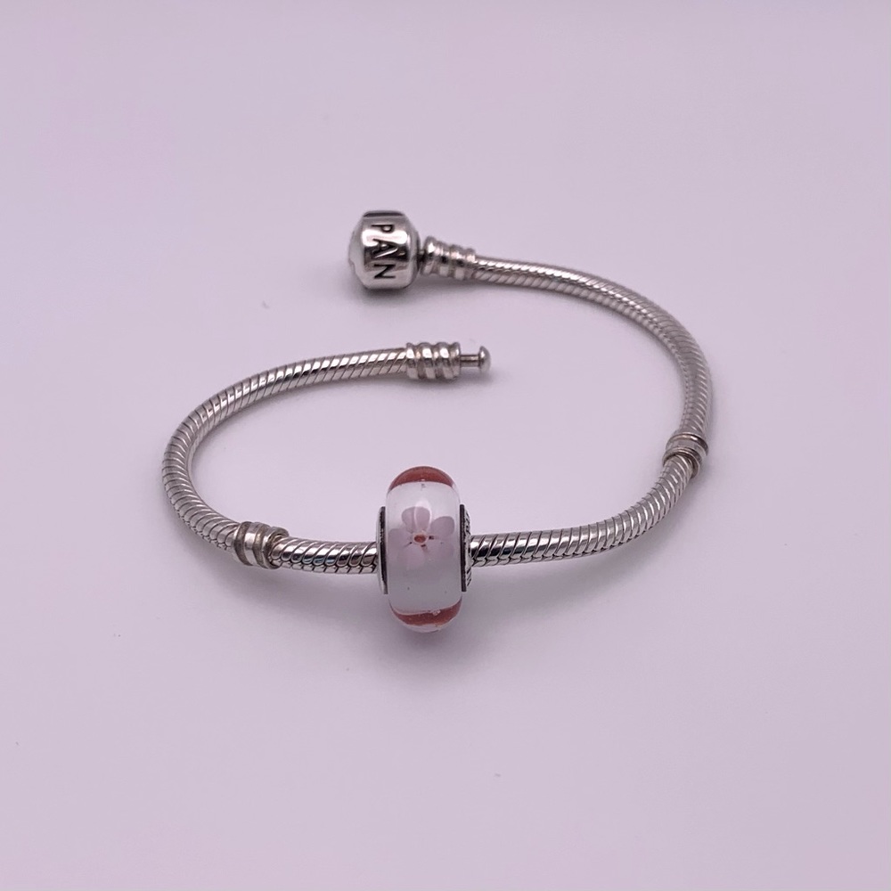 Pandora Moments Murano Glass Charm Sterling Silver-Retired - Picture 11 of 11